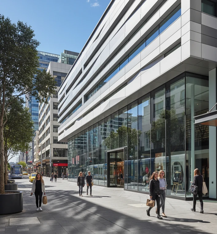 Modern commercial buildings