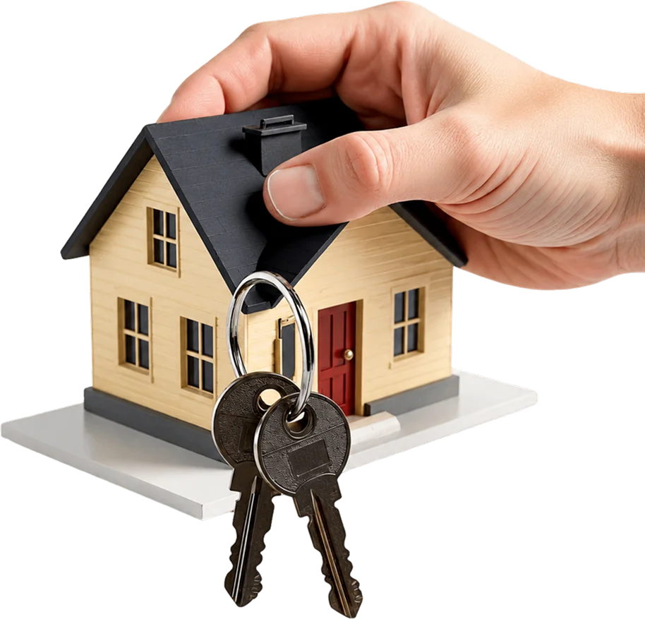 Hand holding a model house